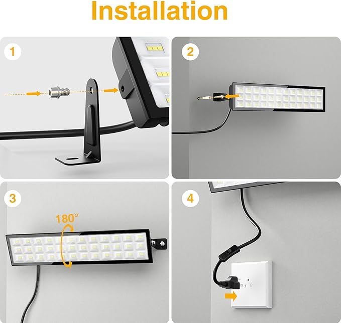 Onforu 1Pack LED Shop Lights,100W 14000lm Plug in Ultra Bright LED Work Lights,6500K Daylight White Garage Light,IP66 Waterproof Lighting for Garage Warehouses Workshop