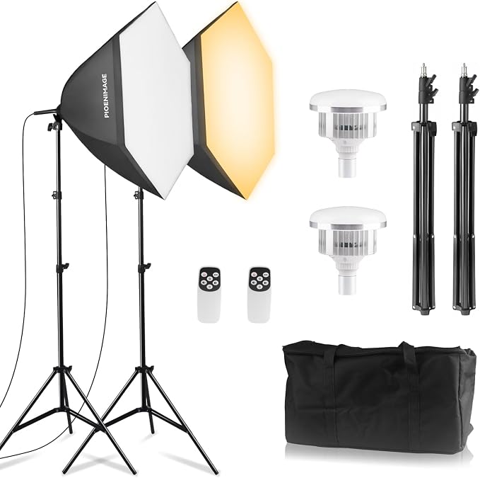 Softbox Lighting Kit, Softbox Photography Lighting Kit, 2 Sets | 29.5in Soft Box Lighting Set, Photography Lights, 85W 2700-6500K LED Bulb, Studio Lights for Portrait, Video Recording