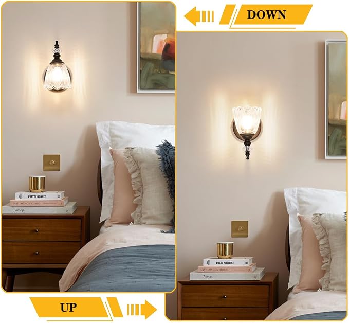 Vintage Black Wall Sconces Set of Two, Matte Black Bathroom Vanity Light Fixtures, G9 Bulbs Bathroom Sconces Set of 2, Glass Wall Lights for Bathroom, Bedroom, Hallway