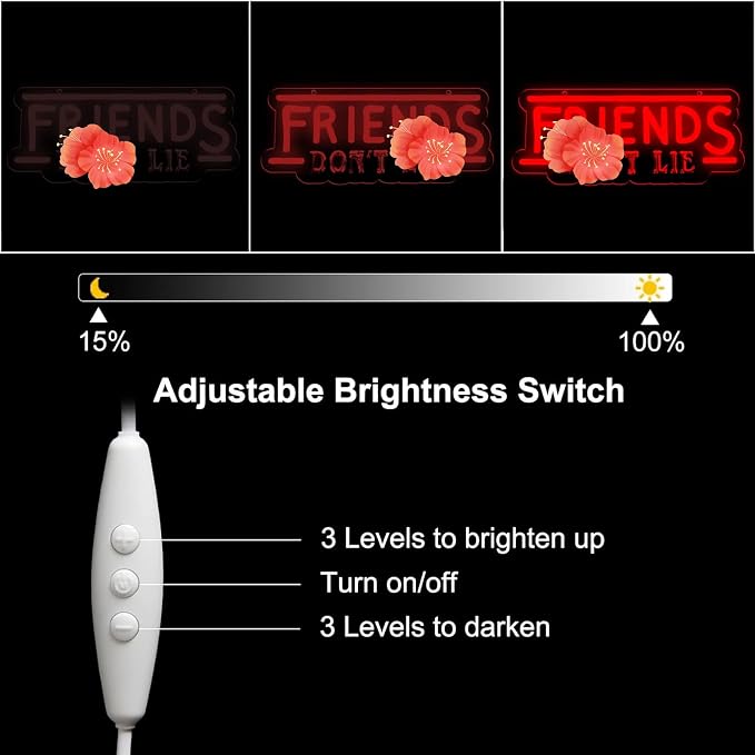 Friends Do Not Lie LED Neon Sign USB Powered Dimmable Wall Neon Sign, for Bedroom, Game Room, Bar, Party Decor, Gift for Best Friends