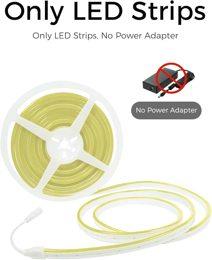 YM E-Bright Led Neon Strip Lights Without Power Supply, 12V Indoor Outdoor 16.4Ft 600SMD Warm White Silicone Waterproof IP67 Flexible for Signboard Bar Home Art TV Kitchen Bedroom PartyDecoration