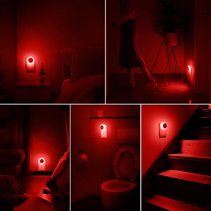 fesnne Night Light, Night Lights Plug into Wall, Dusk to Dawn Sensor, Red Led Night Light 0.5W, 2 Pack Nightlight for Adults, Bedroom, Bathroom, Hallway, Kitchen