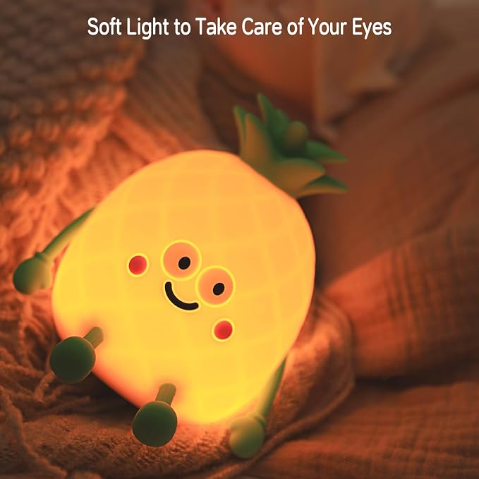 Led Cute Pineapple Night Light, 7 Colors Dimmable Bedside Lamp, Touch Control Night Lamp with Timer for Kids Adults, Used for Camping Party Room Decor (Pineapple)
