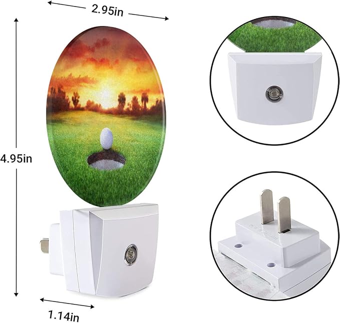 EKOBLA Golf Ball Night Light, Golf Course Grassland Night Lights Plug Into Wall with Auto Sensor for Bedroom and Bathroom