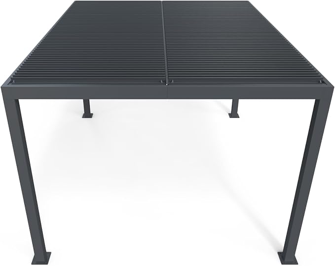 PURPLE LEAF Louvered Pergola 94AS 10' x 12' Aluminum Wind Resistant Gray | All-Aluminum Rustproof Structure, Contemporary Modern Design, Engineered For 53Mph Wind Resistance, 94AS Heavy-Duty Model