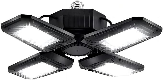 Deformable LED Garage Lights - 12000 Lumen 6500K Daylight 120W, Four Leaf Garage Organization Ceiling Lighting