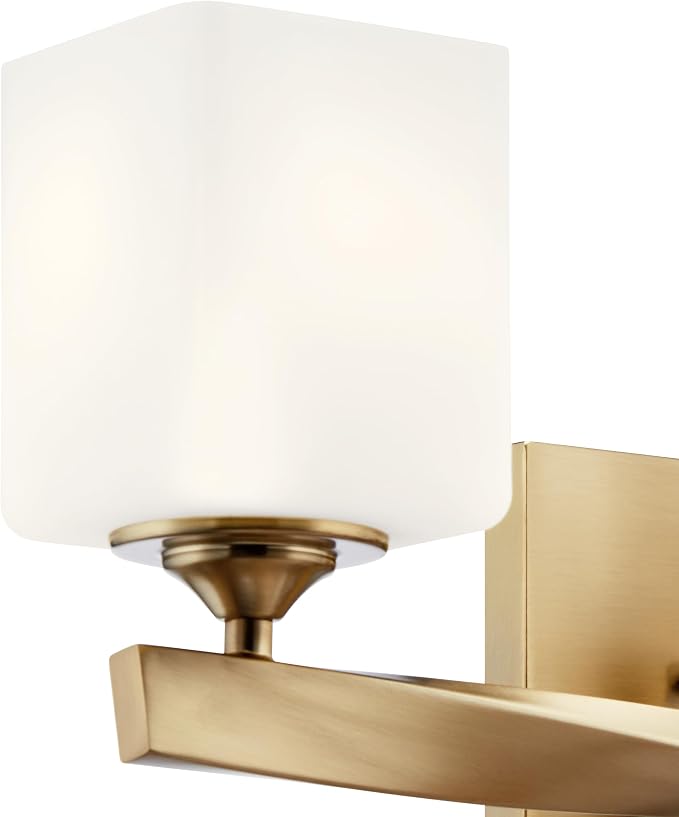 Kichler Marette 3-Light Bathroom Vanity Light, Champagne Bronze | Satin etched cased opal glass vanity light for bathrooms and powder rooms (23" x 8.25" x 6"), 55002CPZ