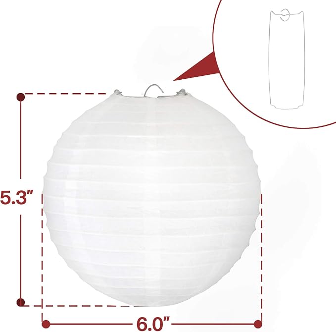 Novelty Place 6 inch White Paper Lanterns (Pack of 10) - Great Chinese/Japanese Home, Party & Wedding Decorations