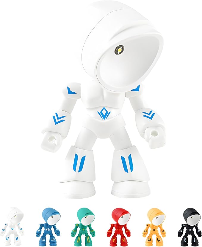 LED Mini Night Light,Adjustable Cute Cartoon Robot Companion Table Light,Adjustable Lonely Robot Cartoon Cute Robots Design Companion Table Light Magnetic Base for Gifts (White)