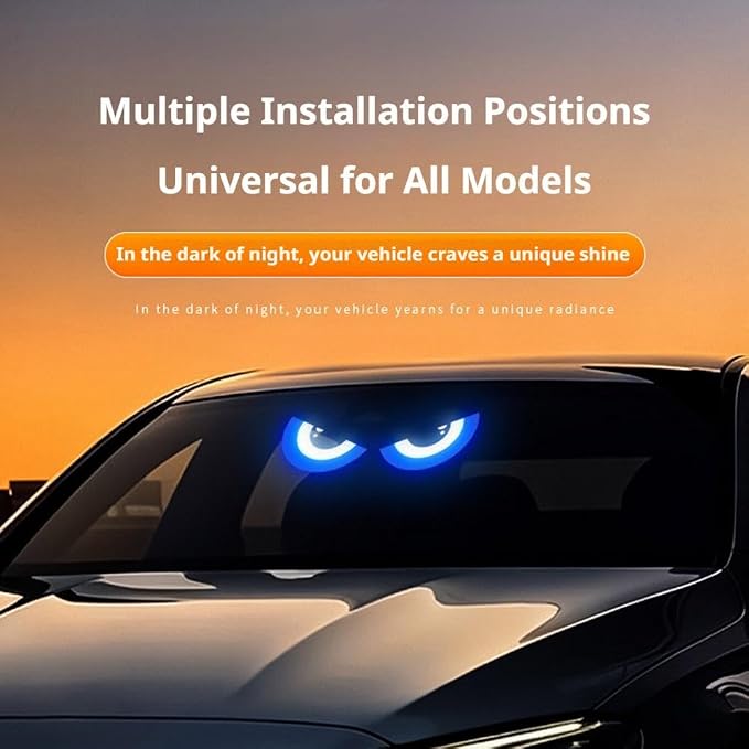 Cartoon Big Eye Car Light, Solar Powered LED Dashboard Decoration with USB Charging, Funny Eye Warning Flash Light with Multiple Modes, Car Interior Accessory for Night Safety, ABS Mini Novelty Lamp