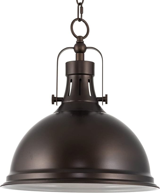 Kira Home Belle 14" Modern Industrial Pendant Light for Kitchen Island | Classic Dome Metal Shade, Retro Mid-century Profile Design, Classic Oil Rubbed Bronze Finish Ceiling Hanging Fixture