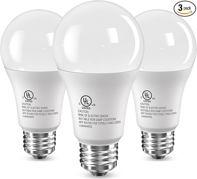 A19 LED Light Bulbs, 100 Watt Equivalent, 15W Daylight White 5000K, 1500 Lumens, E26 Standard Base, No Flicker Energy Saving Lamp Bulb for Home, Bedroom, Office, Living Room, Non-Dimmable, 3 Pack