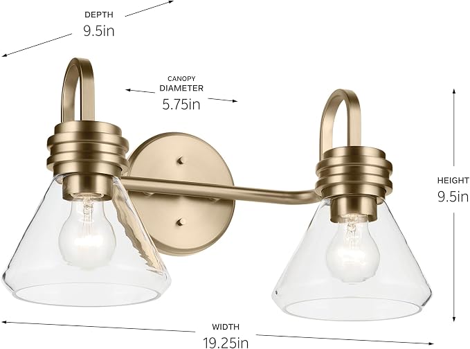 Kichler 6-Light Bathroom Vanity Light, Brushed Nickel | Round bath bar vanity light for damp locations and mirrors (36" x 4.75"), 5018NI