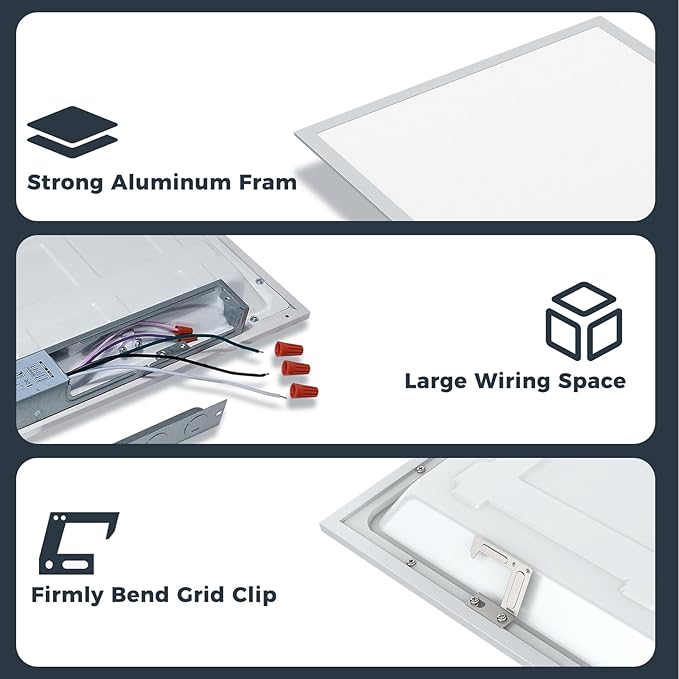 2x4 LED Flat Panel Light, 7700LM 30W-70W Dimmable & Selectable, 5CCT 3000K-6500K Adjustable Recessed Troffer, for Drop Ceiling, Office, Kitchen, Garage, School (48 Pack)