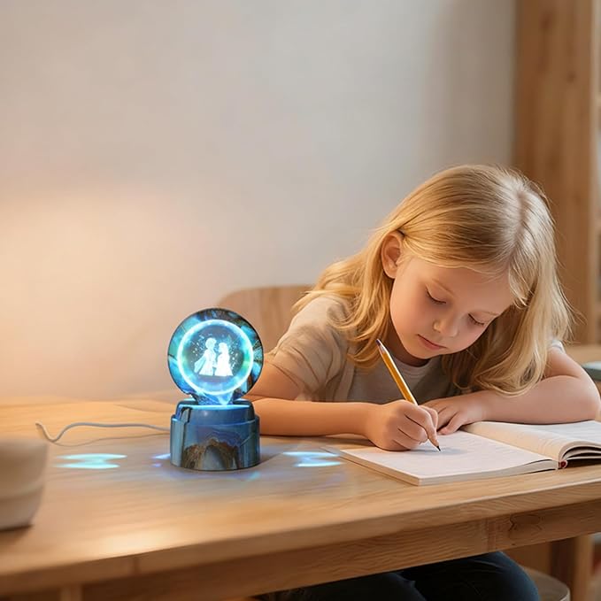 Cute Cartoon lamp,2.36 inch Rotatable 3D Crystal Ball Anime Night Light with 7 Colors Change,Color Box,Children's Room Decoration Holiday Gifts，Birthday Christmas Gifts (Frozen)