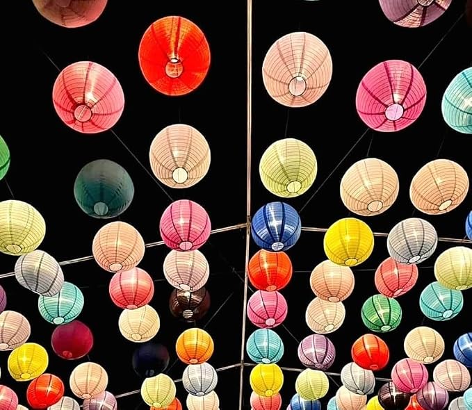 Pack of 6 Round Paper Lantern Lamp Paper Lanterns Party Decorations (Rainbow, 8"/20CM)
