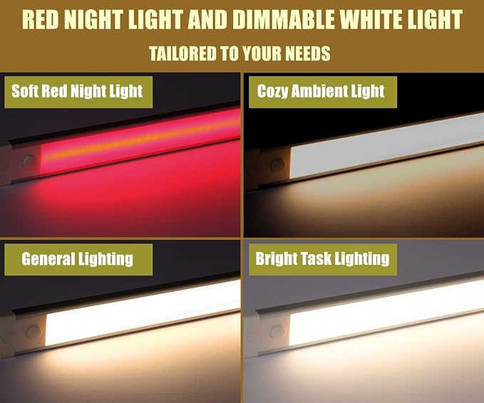 acegoo RV Interior LED Light Bar 12V LED Light Strip for Motorhome Camper Trailer Kitchen Countertop Under Cabinet Lighting, Integral Dimmer Switch & Red Night Light (Nature White, 12 inch)