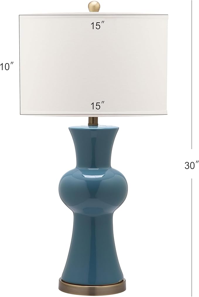 Safavieh Lighting Collection Lola Column Blue and White Table Lamp, Set of 2