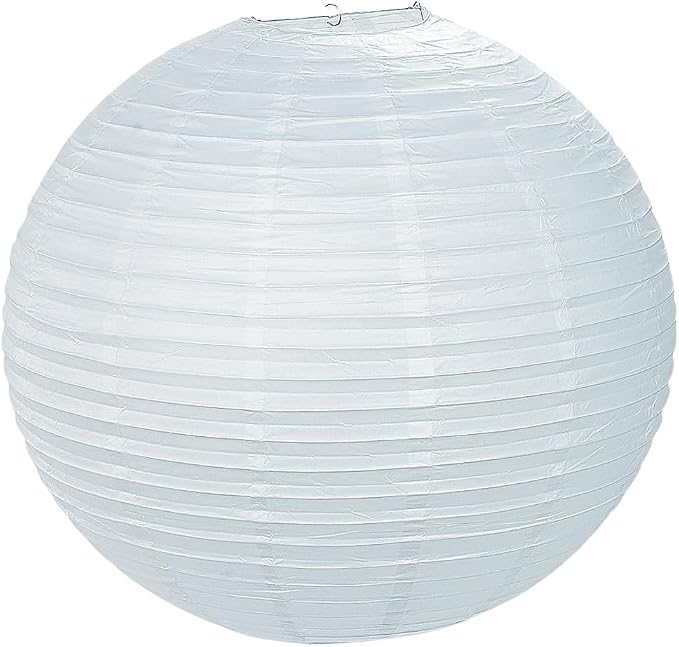 Fun Express Jumbo White Paper Lanterns 30 Inch | Large Hanging Lantern, Bridal Shower Decorations, Wedding Reception Ceiling Decor, Chinese Paper Lantern