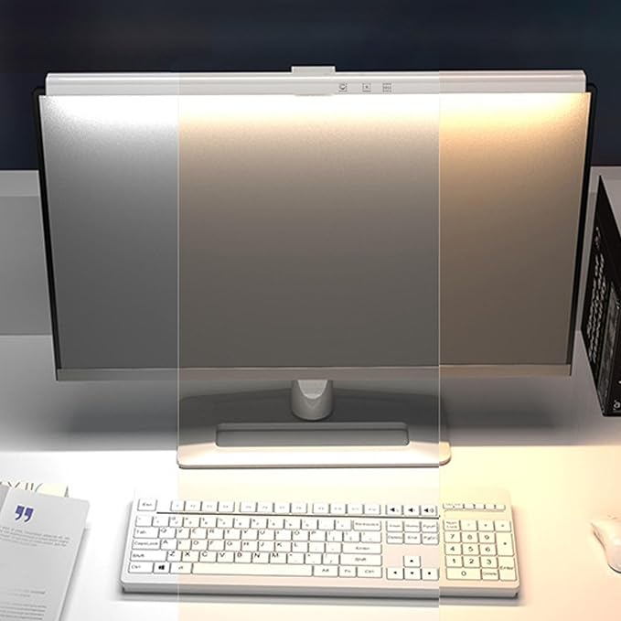 Computer Monitor Lamp, Screen Monitor Light Bar for Eye Caring, USB Reading LED Task Lamp with Auto Dimming, Touch Control, No Glare Eye Protection Home Office Desk Lamps (White)
