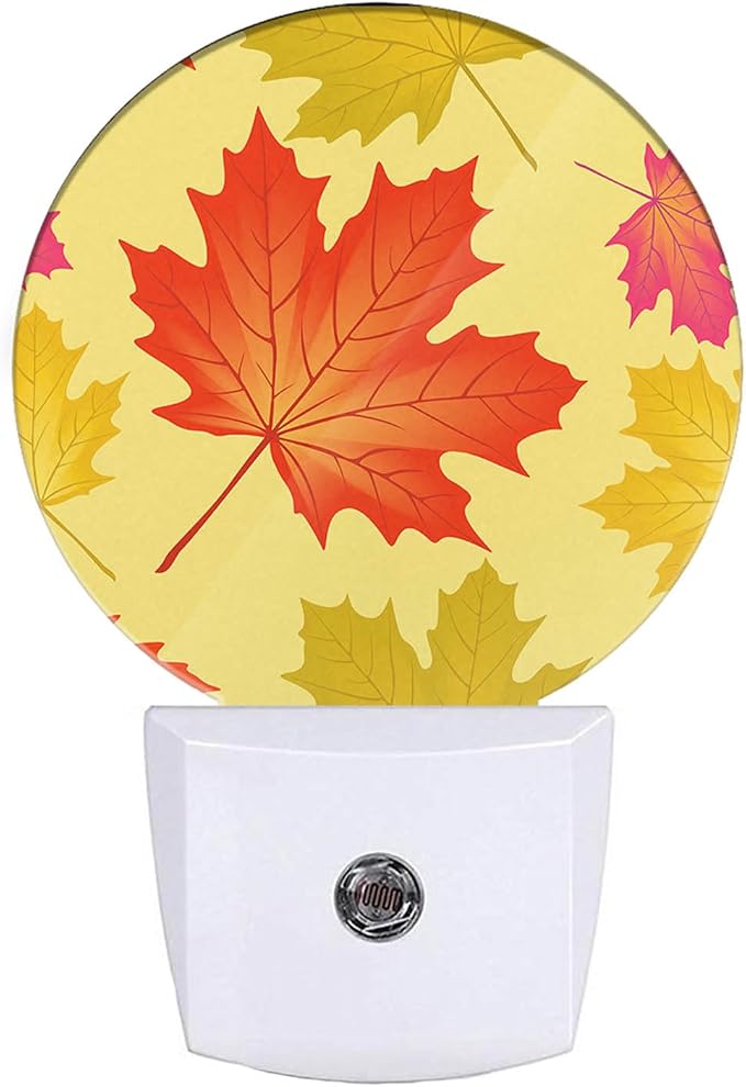 EKOBLA Maple Leaf Night Light, Autumn Fall Leaves Night Lights Plug Into Wall with Dusk to Dawn Sensor for Bedroom, Bathroom, Hallway and Fall Decor