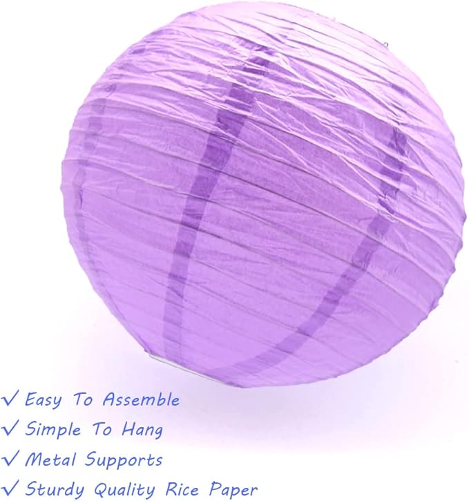 3pcs Paper Lanterns Decorative Round Chinese Paper Lanterns for Birthday Halloween Wedding Baby Bridal Shower Home Decor Party Decoration (12in/ Purple)