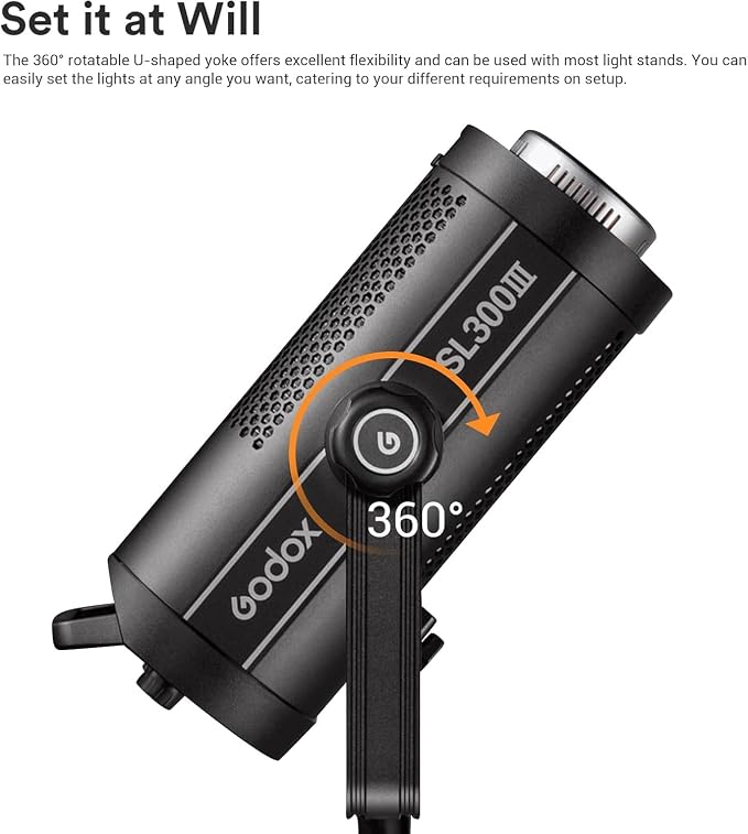 Godox SL300III 330W LED Video Light, 99300Lux 300W Studio Bright Light with 8 FX Effect, CRI 96+ TLCI 97+ Ultra Quiet Bowens Mount LED Photography Light for Wedding/Live Streaming