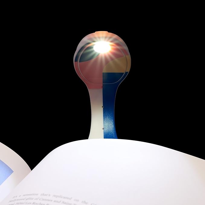 Gifts for Readers & Writers Book Light, Clip On Reading Light for Bed, 2in1 Flexilight & Bookmark, Small & Lightweight with a Soft Glow, 2 Batteries Included, Peachy Blocks