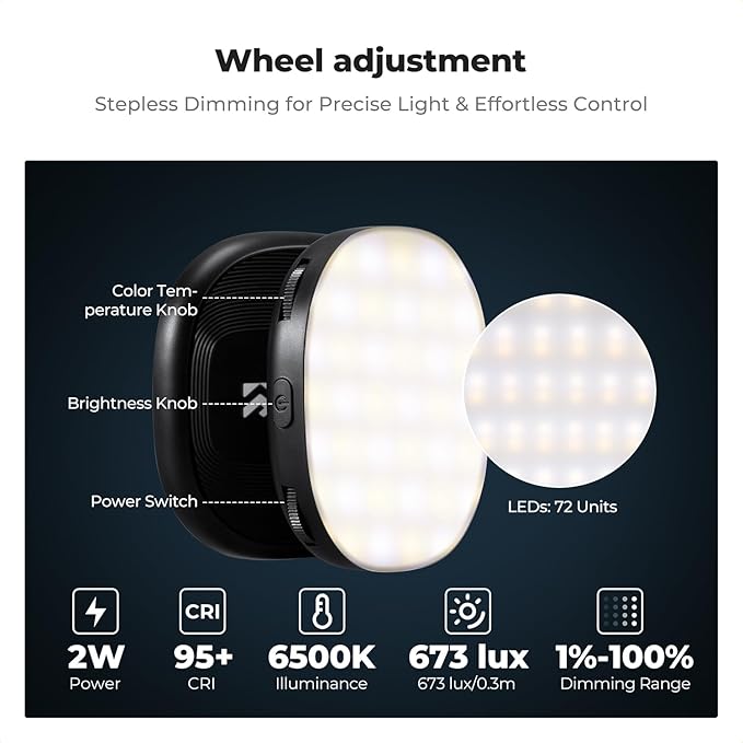 K&F CONCEPT Magnetic Selfie Light with 360°Rotation & Mirror, CRI95+ Foldable Phone Ring Light Compatible with iPhone Magsafe/Android, Portable LED Fill Light for Photography/Vlogging