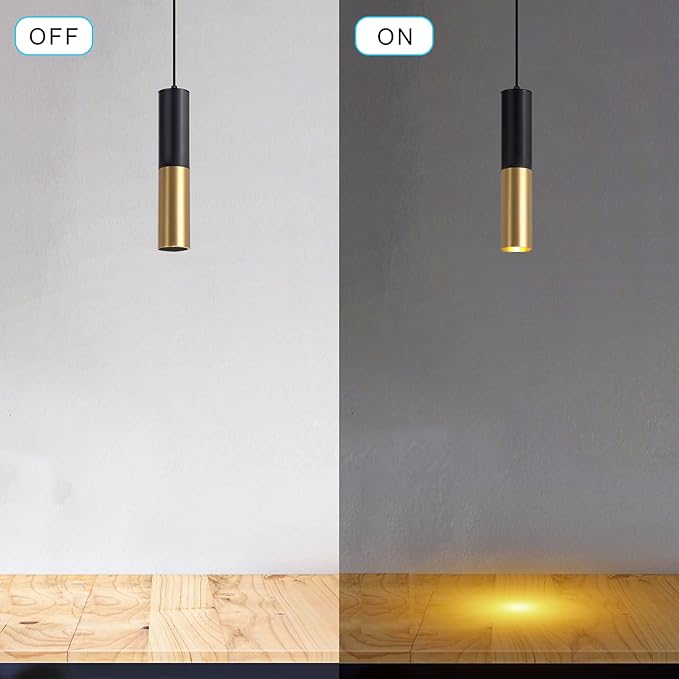 Modern Mini Pendant Light Set of 3, Metal Gold Black Pendant Ceiling Lamps Fixture with LED Bulb Hanging Light for Kitchen Island Living Room Bedroom Cafe Bar