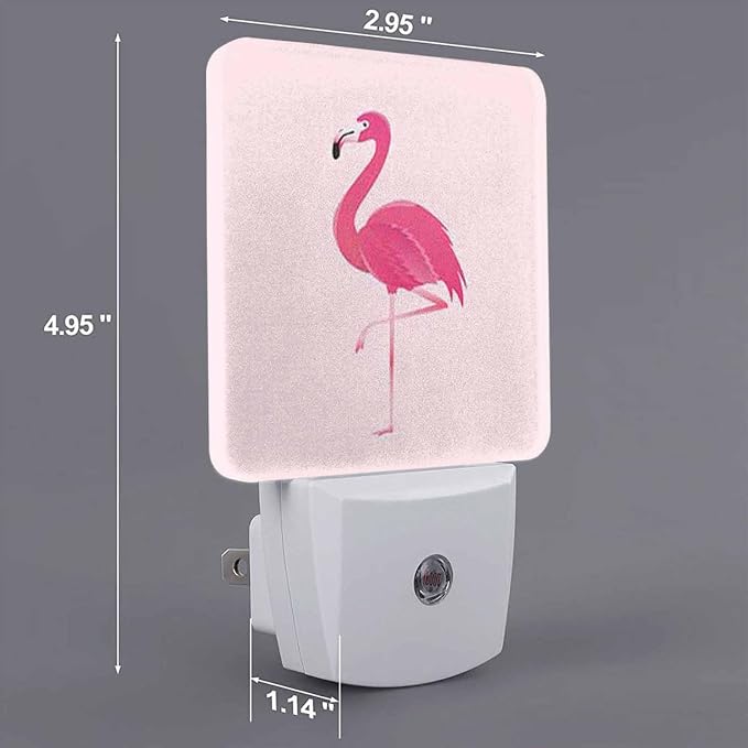 LED Night Light,Romantic Pink Flamingo LED Night Light Plug into Wall with Dusk to Dawn Light Sensor White Energy Efficient Nightlight for Bedroom Bathroom Hallway Living Room Kitchen