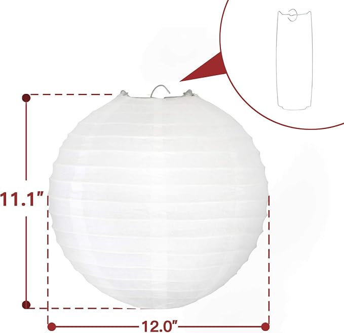Novelty Place 12 inch White Paper Lanterns (Pack of 10) - Great Chinese/Japanese Home, Party & Wedding Decorations