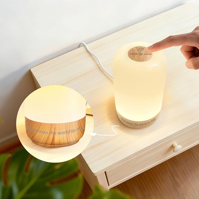 Tikkitouch Personalized Long Distance Touch Lamps Set of 2, Custom Gift | Custom engraving for names and messages,WiFi and Bluetooth setup, app control, touch activated, gifts for couples and friends