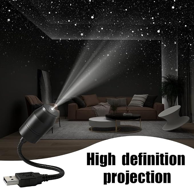 Ultra-High-Definition Car Projection – Star Night Light Projector, USB Starry Sky Lamp with 360° Gooseneck & Dimmer for Bedroom, Ceiling Decor