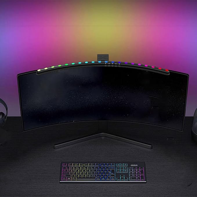 Diyeeni Curved Monitor Light Bar with Touch Control, 3 Color Temperatures (3200k, 4500k, 6900k), Dimmable RGB, Timing Function for Gaming and Office