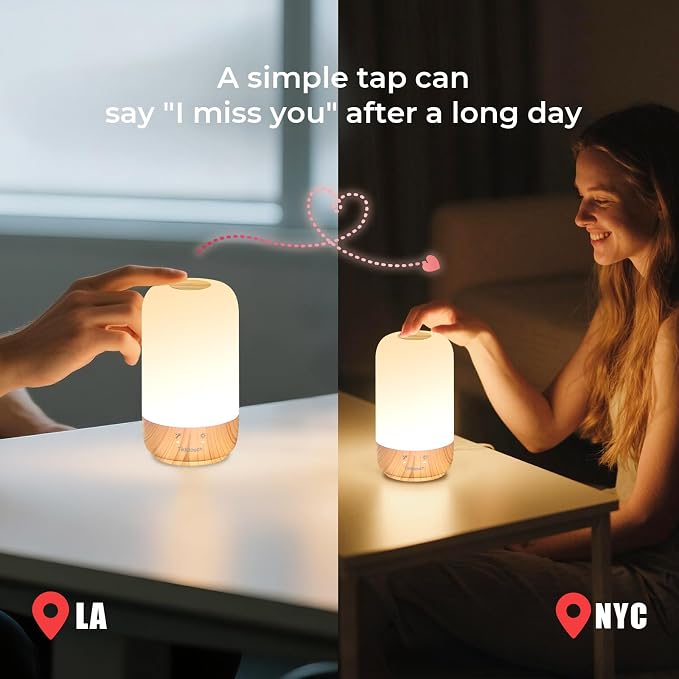 Tikkitouch Personalized Long Distance Touch Lamp, Custom Gift, Set of 1 | Customize names and messages, WiFi and Bluetooth setup, app control, touch activated, meaningful gift for couples and family