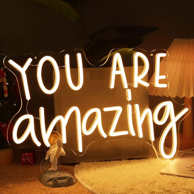 SYLHOME You Are Amazing LED Neon Light Sign 5V Girls Boys Bedroom Living Room Classroom Wall Decor Sign Hanging Smart Kid Birthday USB 16.9" X 10.6" Warm White