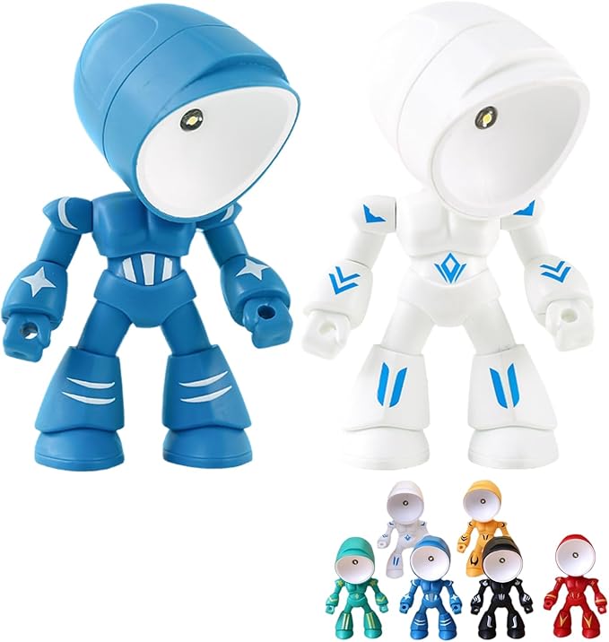 2PCS Lonely Robot Cartoon Cute Robot Design Companion Table Light, LED Mini Night Light, Mini Portable, for Bedroom Office, Thanksgiving Gifts (2pcs-B)