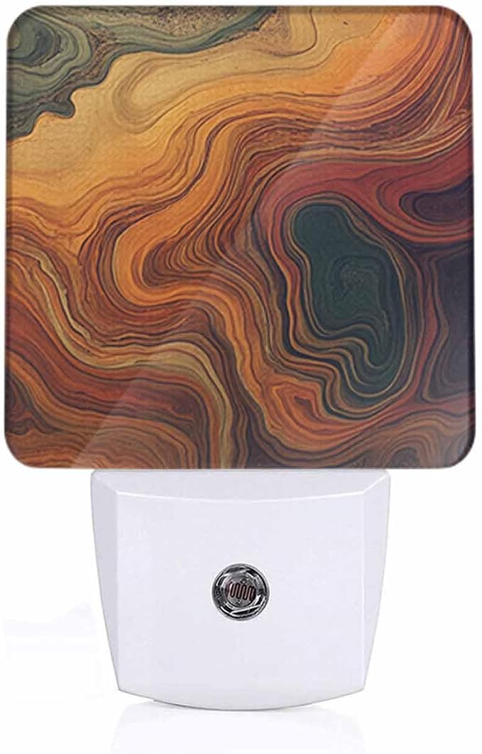 Abstract Background Night Light Colorful Brown Asian Style 0.5W Night Lights Auto LED Lamp Energy Saving Square Lights for Room Bedroom Bathroom