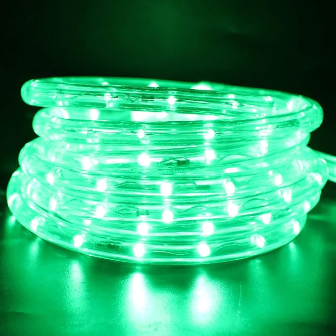 2-Wire Waterproof LED Rope Light Kit, 1/2" Rope Light, 110V-120V PVC 30 LED/M Tube Lights Strip for Background, Outdoor, Christmas, Home Decoration (3.3ft/1m, Green)