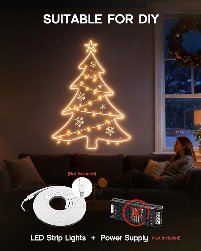 LED Strip Lights Warm White 3000K,32.8ft 24V Neon Rope Lights,Flexible Silicone Outdoor Waterproof Neon Strip Lights for Mirror,Kitchen,Cabinet,DIY Lighting(Power Supply Not Included)