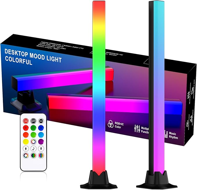 MIHEAL 16.53" RGB Light Bar, Music Sync RGB LED Lights Bar, USB Powered Mood Lighting, Remote Control Color Changing Gaming TV Backlight, 8 Dynamic Modes for PC Room Monitor Desk