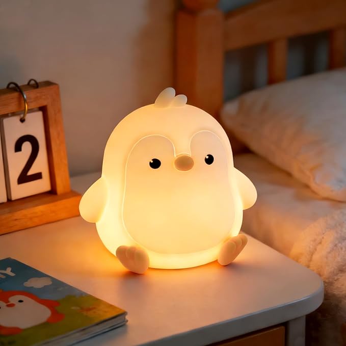 Cute Penguin Night Light for Kids, 3 Adjustable Brightness Levels & 6 White Noise Sounds,Rechargeable Variable Color Penguin lamp Gifts,Cute Room Decor Night Light for Kids Girls Boys