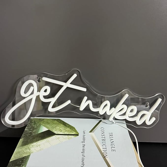 QiaoFei Led Get Naked Neon Sign Letters USB Powered Neon Lights for Room Home Bar Art Wall Decor Party Window Living Room Decor Christmas Gift (White)
