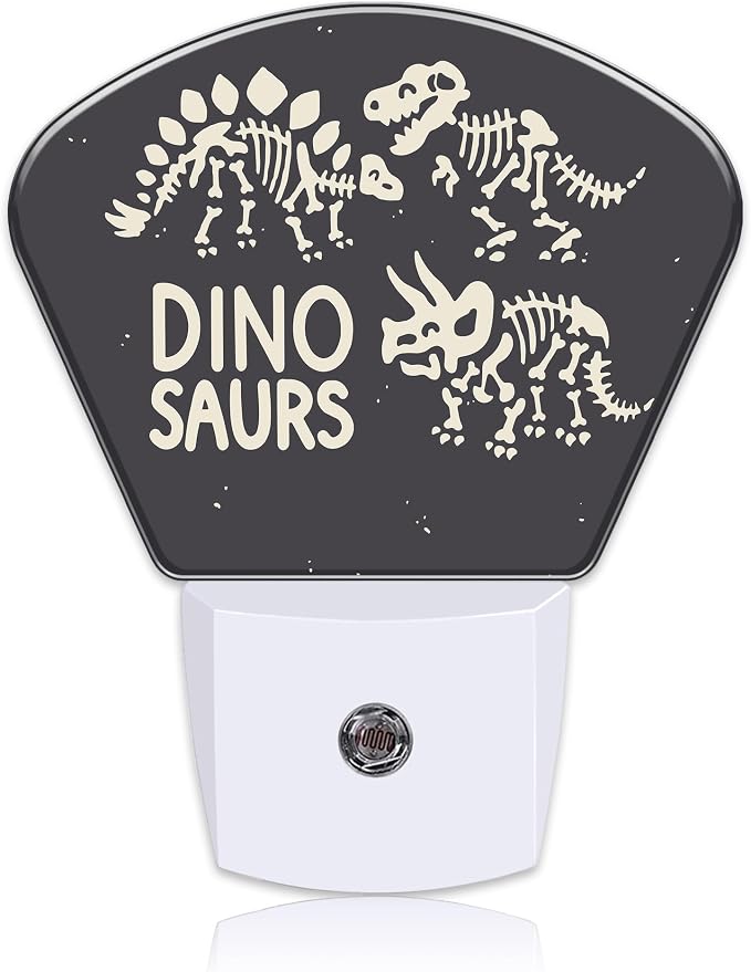 Cute Skeletons of Dinosaurs Night Light for Kids, Dinosaurs Skeletons LED Night Light Plug into Wall with Dusk to Dawn Sensor for Girls Boys Bedroom, Hallway, Kitchen, Bathroom, Stairs Decor