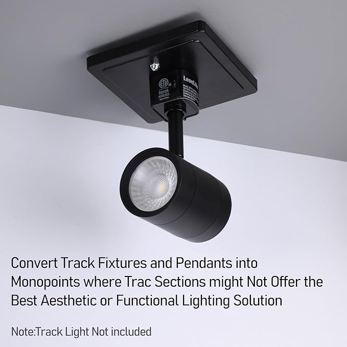 LEONLITE H Track Monopoint Canopy, Convert Track Fixtures and Pendants into Monopoints, ETL Listed, Flame Retardant Material, 120V, for H Type Track Lighting System, Black, Pack of 4