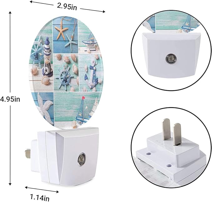 EKOBLA Starfish and Sea Shell LED Night Light Beach Ocean Sea Dusk to Dawn Plug-in Nightlights Auto Sensor for Home Indoor Bathroom Hallway Kitchen