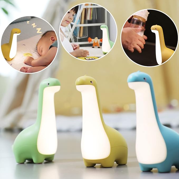 Dinosaur Night Light, Adjustable Night Lamp for Kids Girls Boys, USB Rechargeable Touch Control Bedside Sleep Lamp, Cute Dinosaur Birthday Gifts for Toddlers,Teens, Friends, Blue