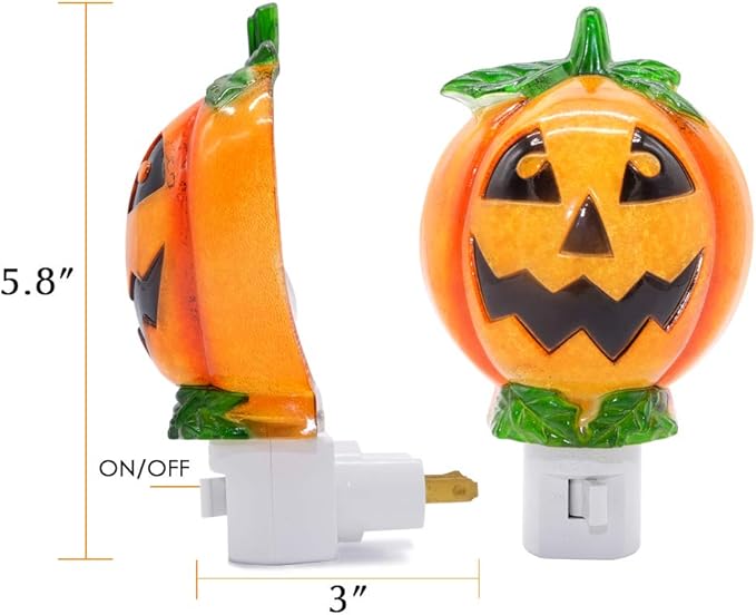 DRomance Pumpkin Plug in Night Light with 360 Degree Swivel Plug Halloween Decoration