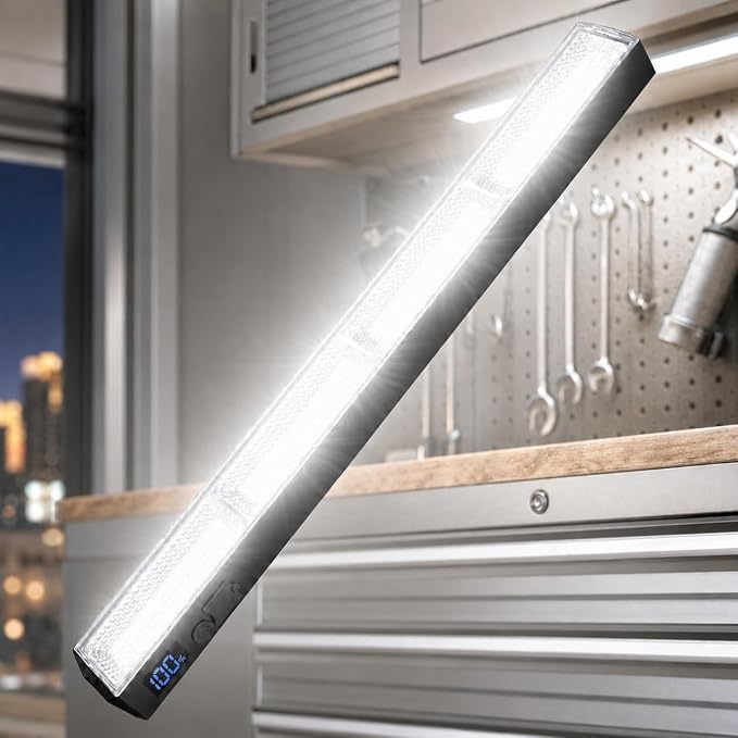 Magnetic Light BAR,15.75-inches Mechanic Light 7500mAh 8000 Lumens | Rechargeable Portable Lamp Built-in 216-LED Bulbs,with Handy Hook with 2 Magnets Endurance